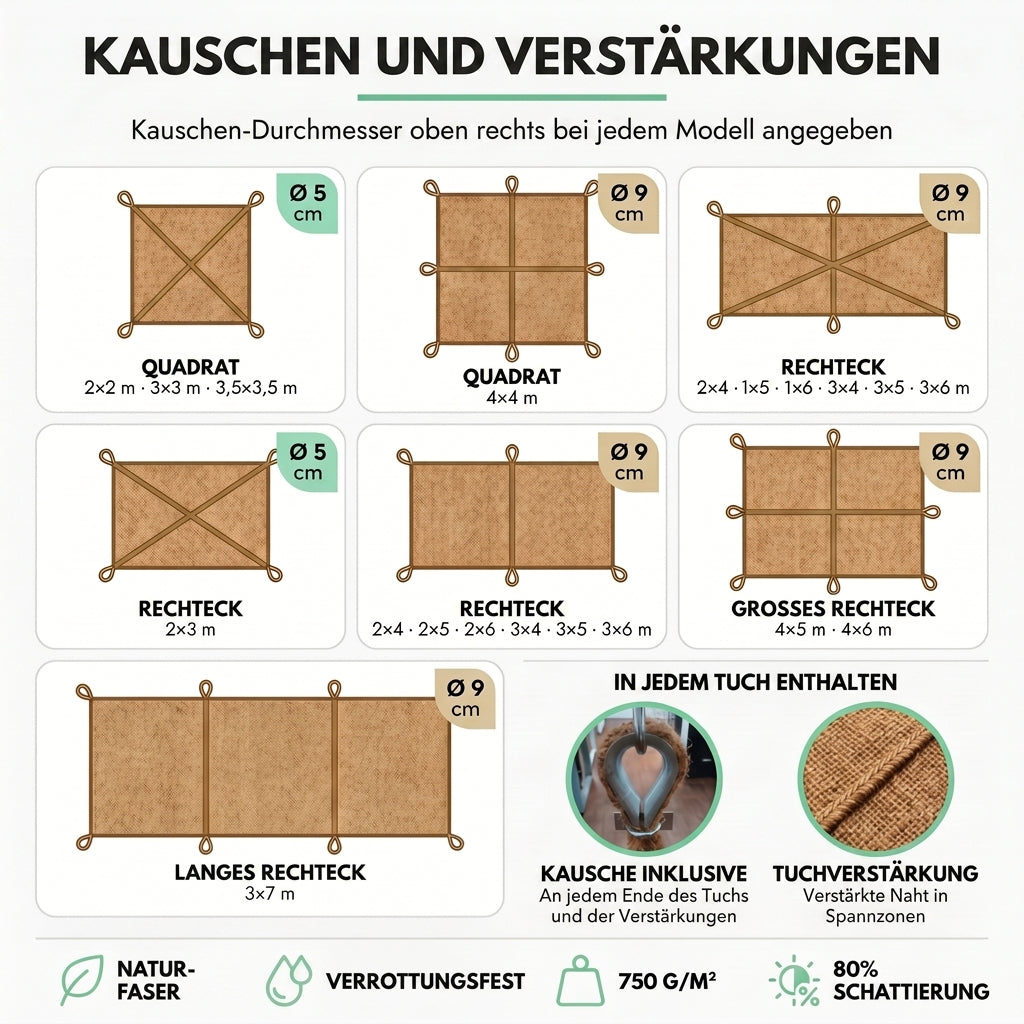 Sonnensegel aus Kokosfaser