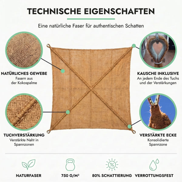 Sonnensegel aus Kokosfaser