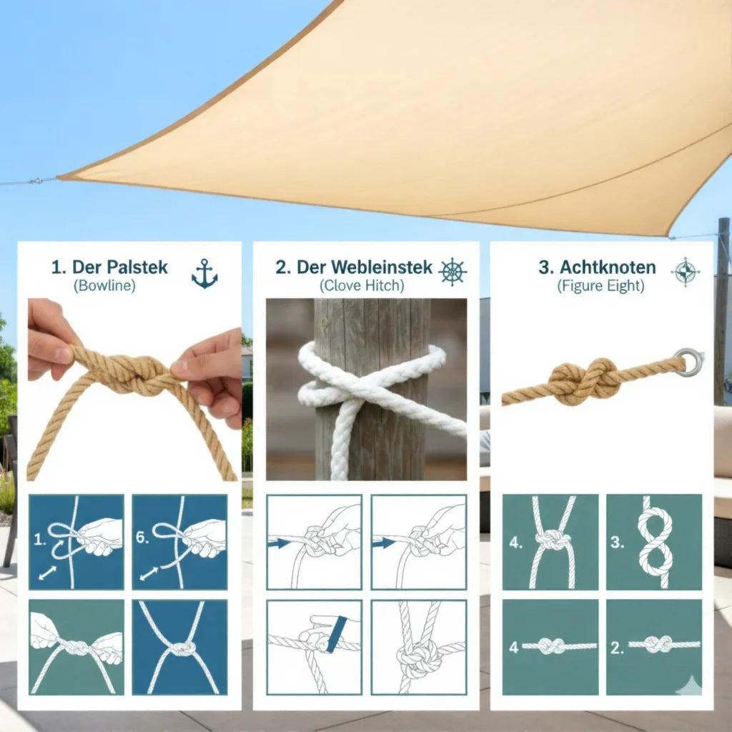 Knoten zum Befestigen des Tarnnetzes