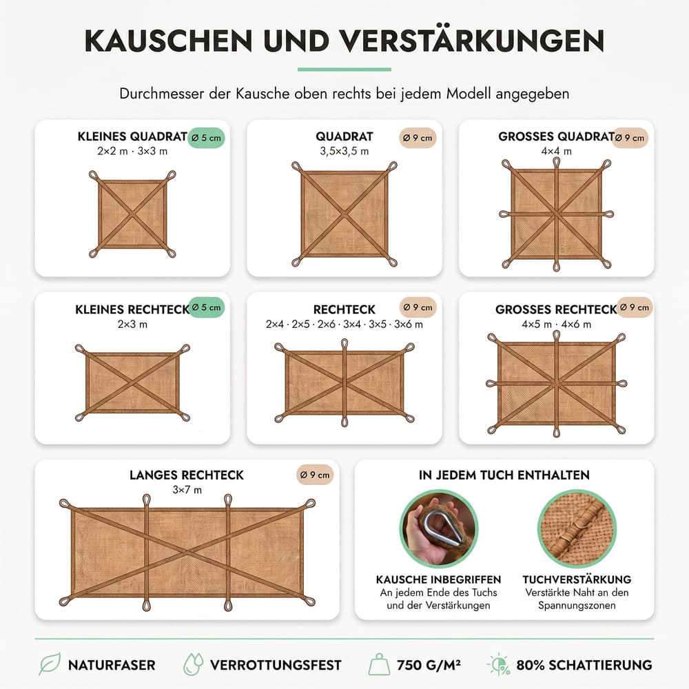 Sonnensegel aus Kokosfaser